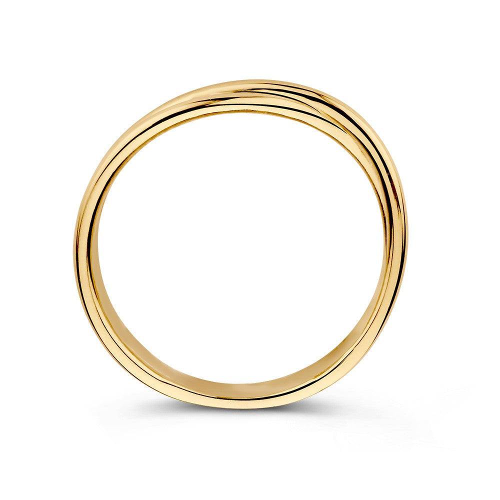 Anello da Donna in Oro Giallo con Tre Fasce Sovrapposte – 14 Carati, Larghezza 5.6 mm, 3.5 grammi
