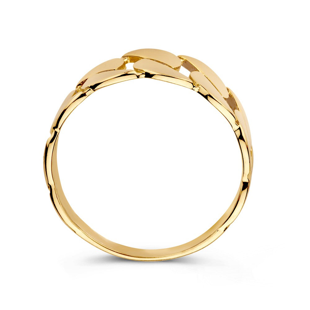 Anello a Maglia Piatta e Larga in Oro Giallo 14kt – 9.4 mm di Larghezza, 2.2 Grammi