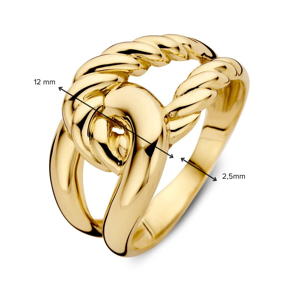 Anello in Oro Giallo con Nodo Attorcigliato – Oro 14kt, Larghezza 12 mm, 3.4 Grammi