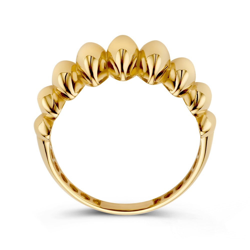 Anello largo in oro giallo con design giocoso – oro 14kt, 8 mm di larghezza, 2,1 grammi