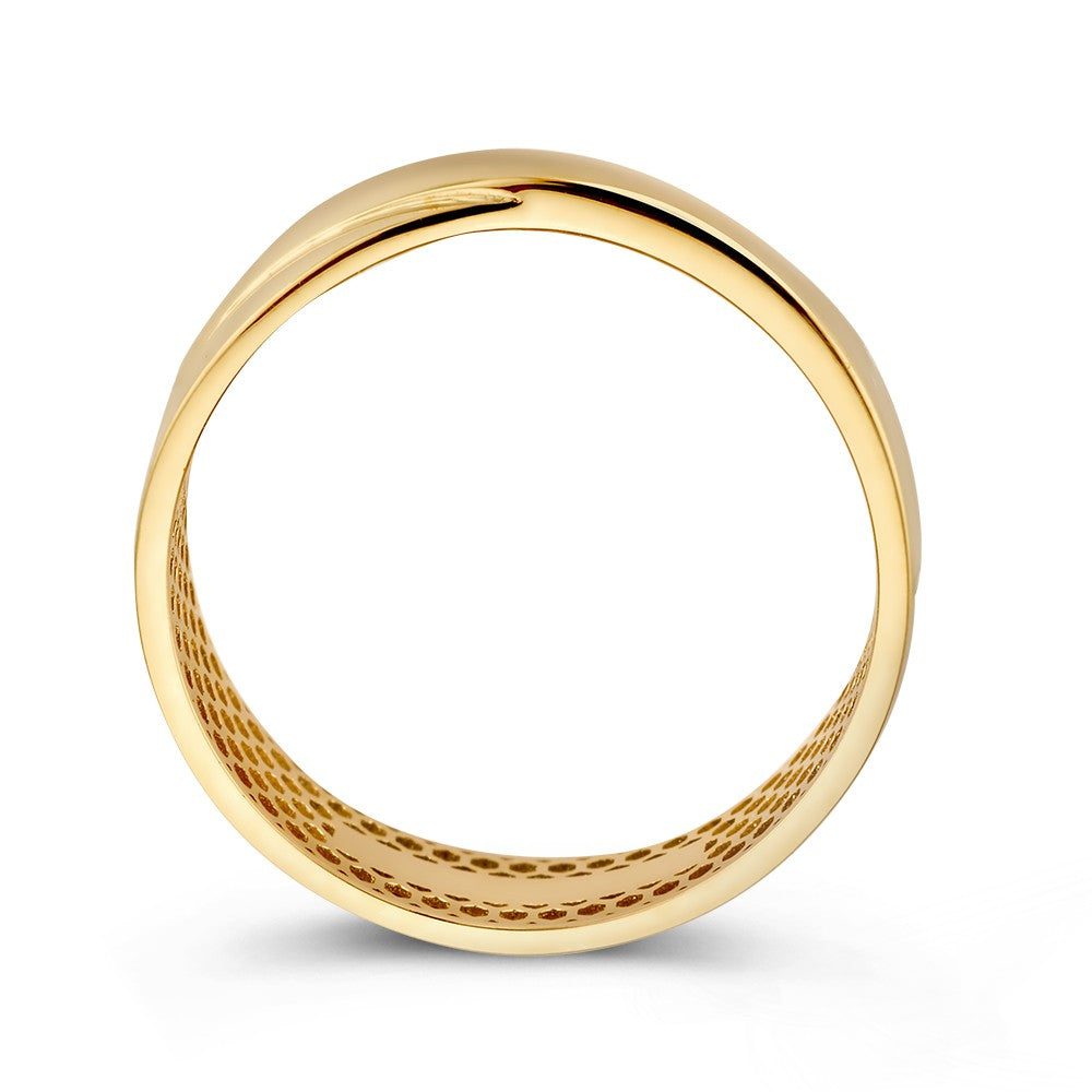 Anello in Oro Giallo con Fascia Incrociata – Oro 14kt, Larghezza 5 mm, 1.7 Grammi