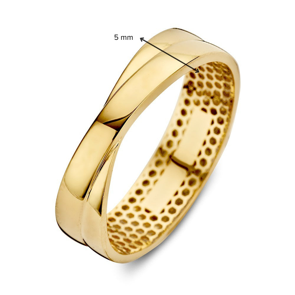 Anello in Oro Giallo con Fascia Incrociata – Oro 14kt, Larghezza 5 mm, 1.7 Grammi