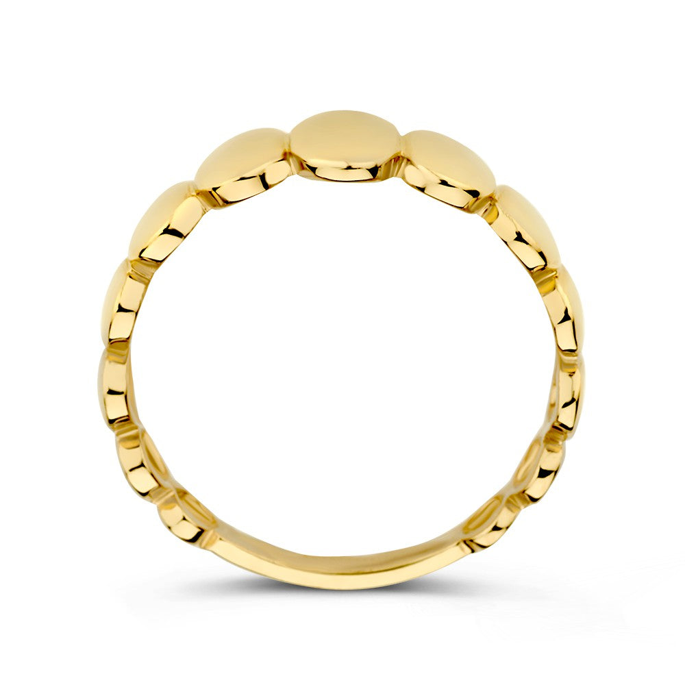 Anello in Oro Giallo con Design Speciale a Palline Ovali – Lusso 14 Carati per Donna