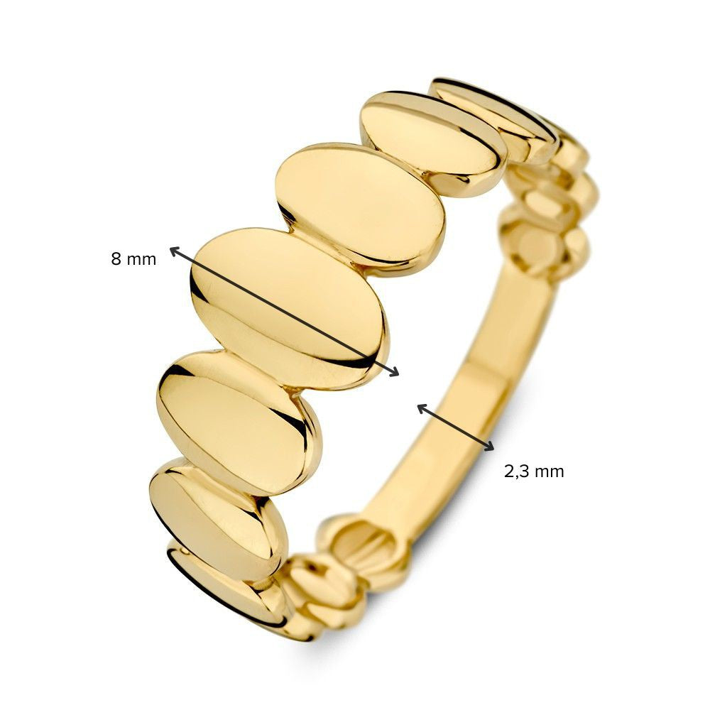 Anello in Oro Giallo con Design Speciale a Palline Ovali – Lusso 14 Carati per Donna