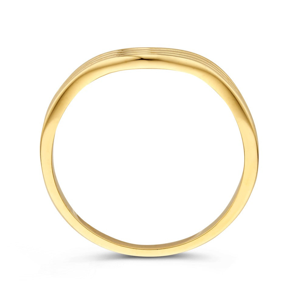 Anello in oro con fascia ondulata – Oro giallo 14kt, largo 5.5 mm, 2.4 grammi