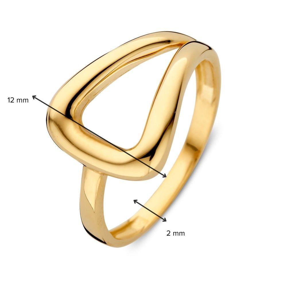 Anello in Oro Giallo con Design Asimmetrico – Oro 14kt, 12 mm di Larghezza, 1.7 Grammi