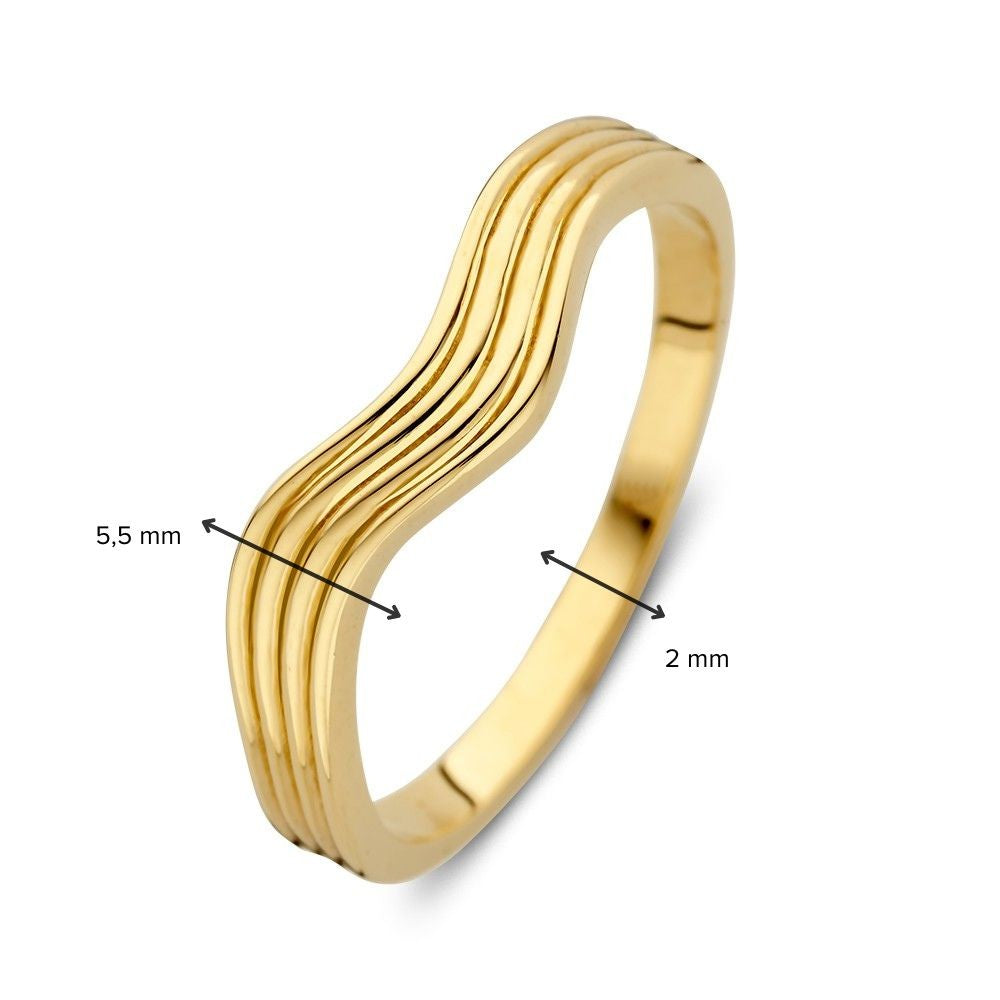 Anello in oro con fascia ondulata – Oro giallo 14kt, largo 5.5 mm, 2.4 grammi