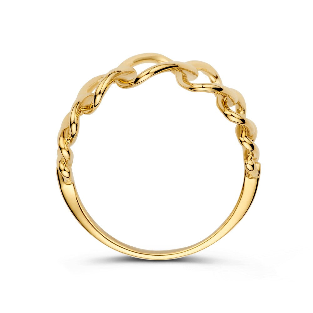 Anello giocoso in oro giallo con design aperto – Oro giallo 14kt, larghezza 12 mm, 2,7 grammi