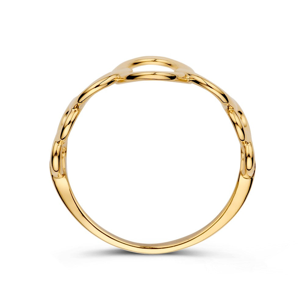 Anello Giocoso in Oro Giallo con Design Aperto – Oro Giallo 14kt, Largo 14 mm, 2,6 Grammi