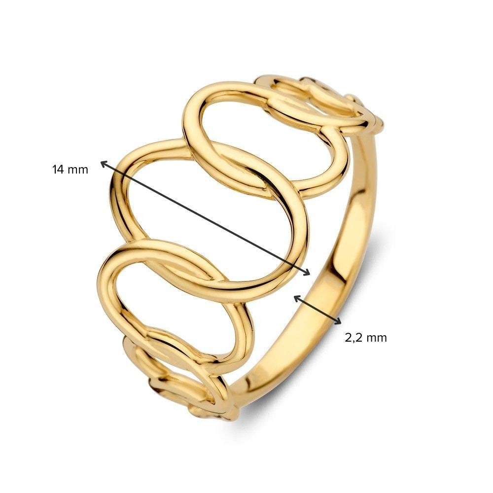Anello Giocoso in Oro Giallo con Design Aperto – Oro Giallo 14kt, Largo 14 mm, 2,6 Grammi