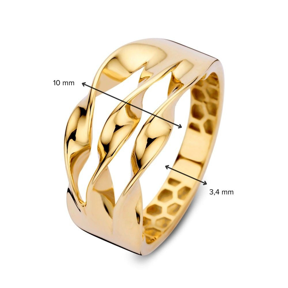 Anello Largo in Oro Giallo con Tre Fasce d'Oro – Una Dichiarazione di Eleganza