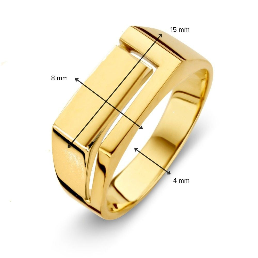 Anello da uomo moderno in oro giallo con design giocoso e linee decise