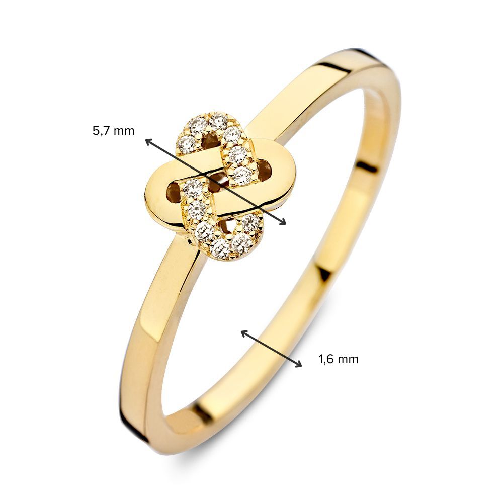 Elegante Anello in Oro Giallo con Design a Nodo e Diamante: Un Gioiello senza Tempo 0.04 ct.