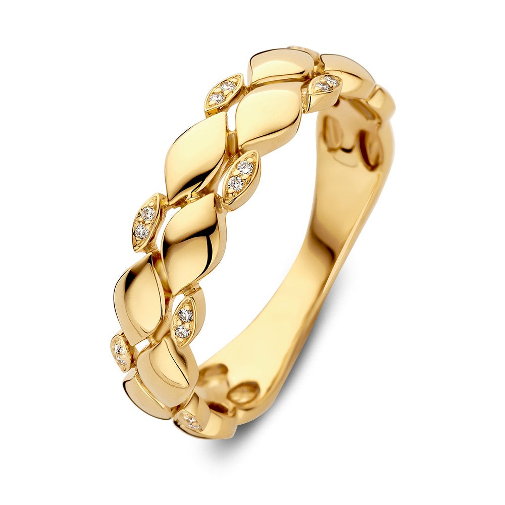 Anello in oro giallo raffinato con accenti di diamante da 0,04 ct.