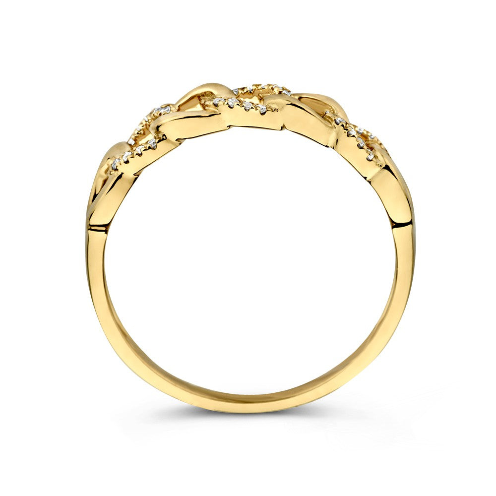 Anello a Catena in Oro Giallo con Diamante – Lusso 14 Carati per Donna
