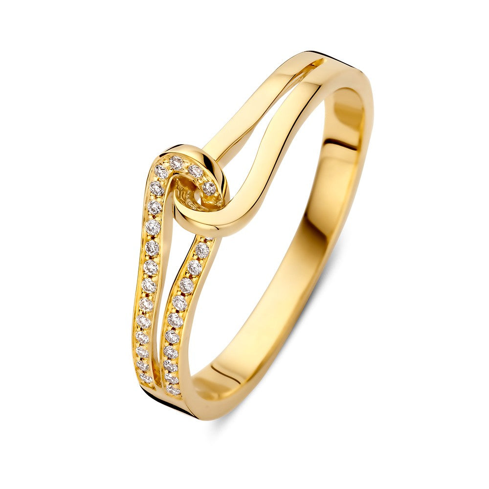 Anello in oro giallo con diamante, design raffinato e dettagli lucidi, 0.08 crt.