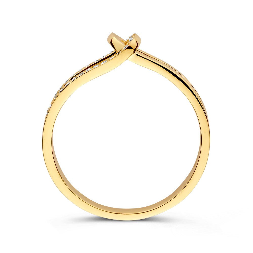 Raffinato Anello in Oro Giallo con Diamante, Lusso Sobrio 0,08 ct.