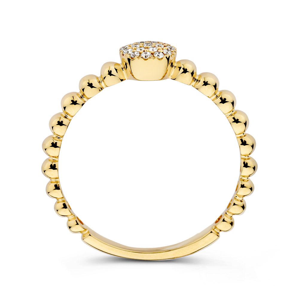 Anello a Palline in Oro Giallo con Diamante Centrale – Lusso Sottile 0.09 crt.