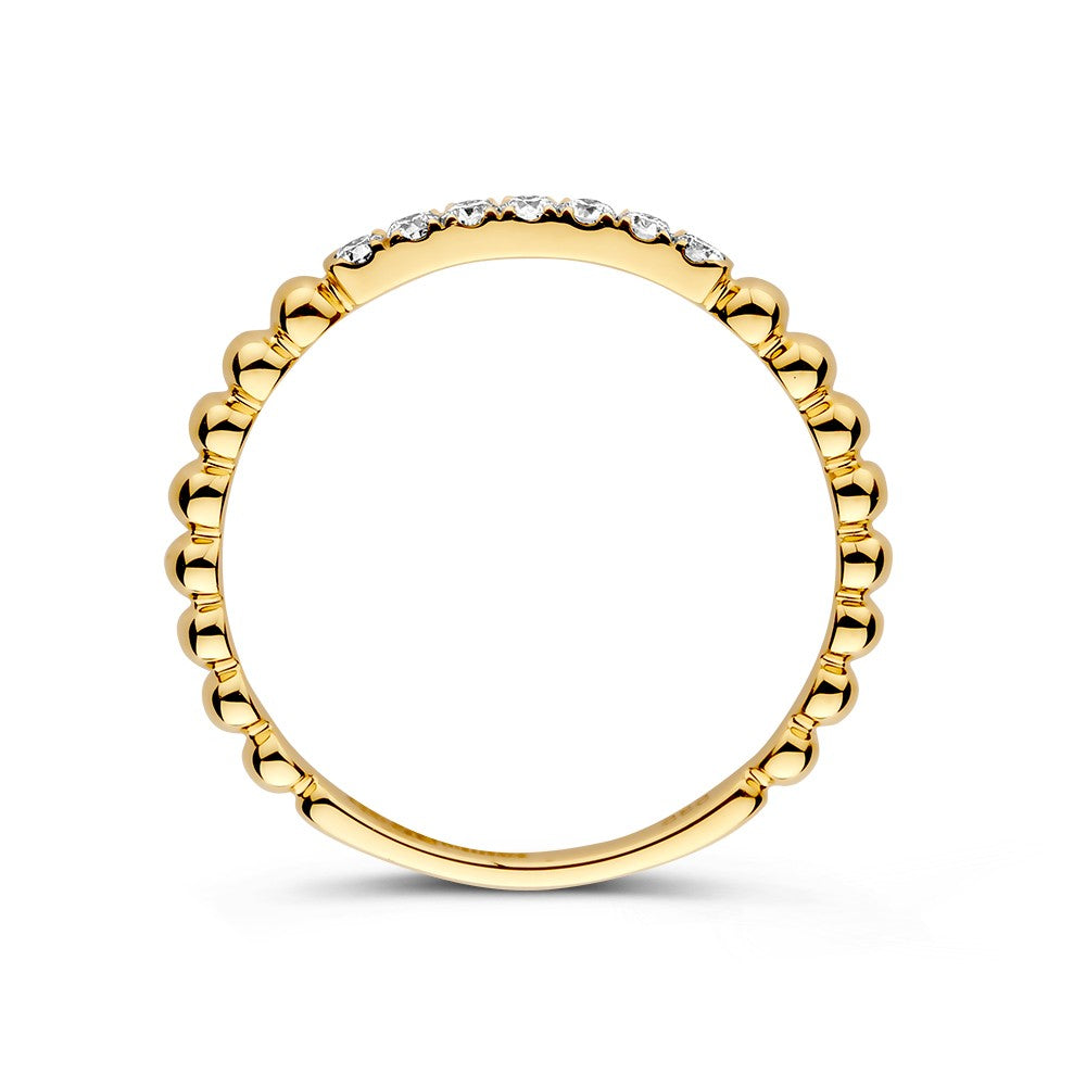 De Verfijnde Geelgouden Ring met Briljant Diamant van 0,14 crt van Excellent Jewelry straalt subtiele elegantie uit - een perfecte keuze als elegante verlovingsring voor dames.