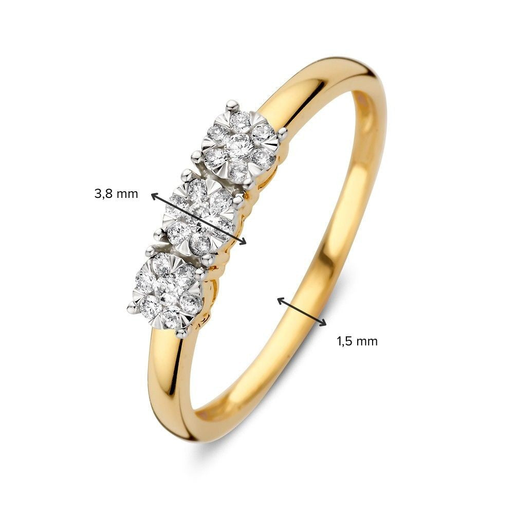 Elegante Anello Trilogy in Oro Giallo con Brillanti in Incastonature Entourage – 0,18 crt