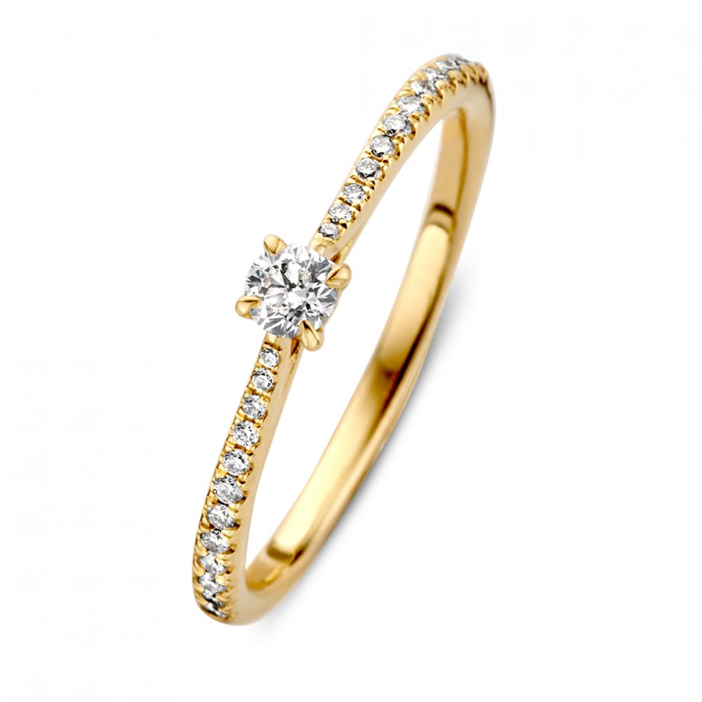 Anello in oro giallo raffinato con diamanti brillanti da 0,22 crt.