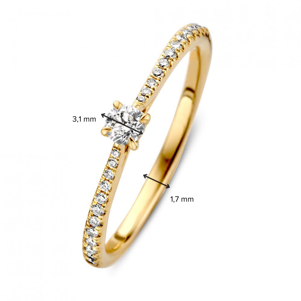 Anello raffinato in oro giallo con diamanti scintillanti 0.22 crt.