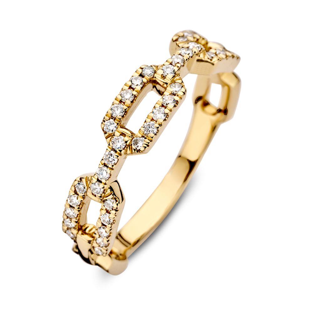 Anello in oro giallo con brillanti, design a catena, 0.27 crt.