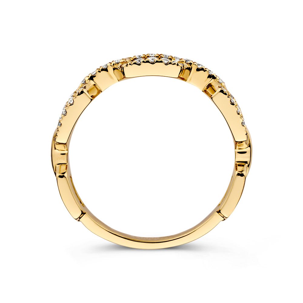 Elegante Anello a Catena in Oro Giallo con Diamanti Brillanti - Lusso Senza Tempo 0.27 crt.
