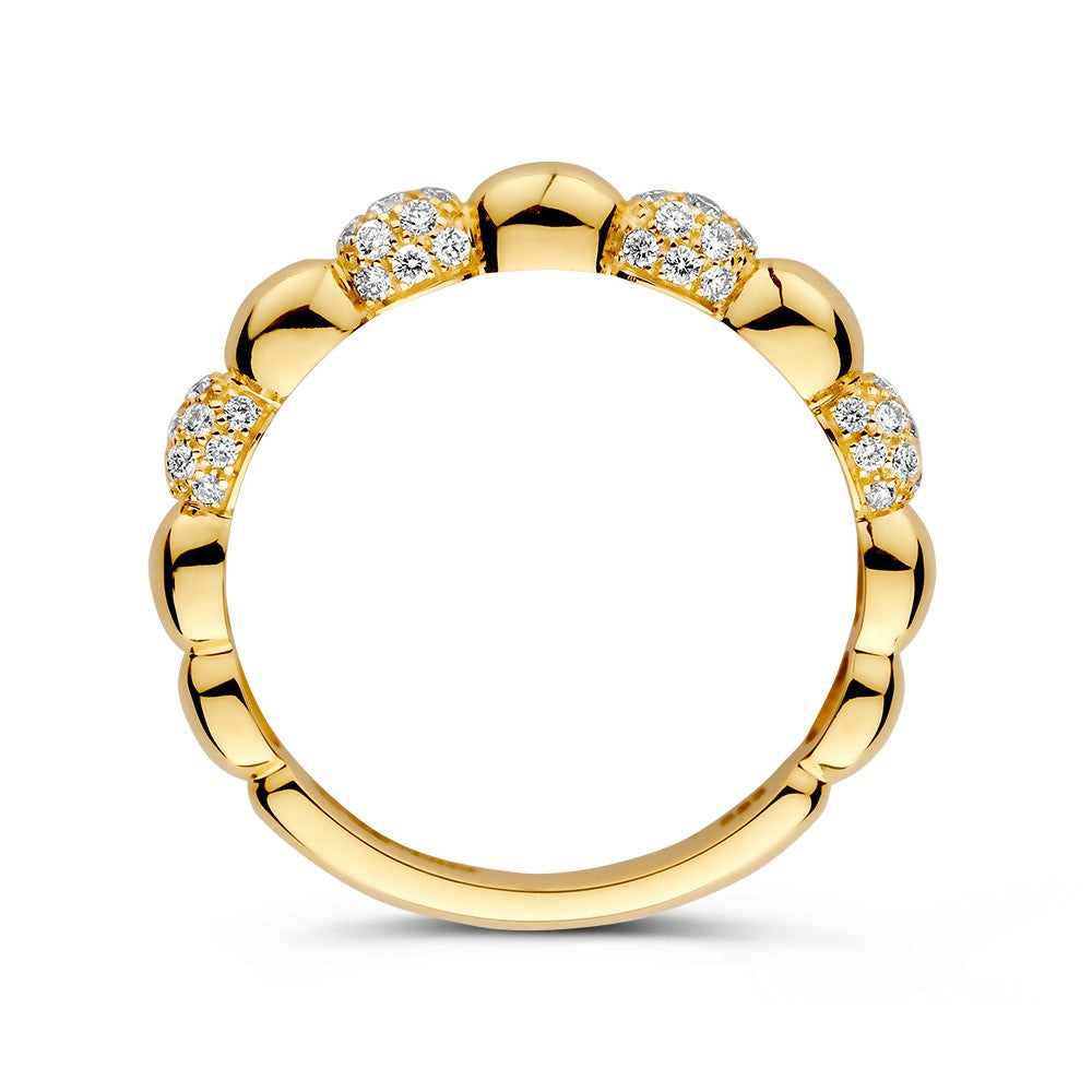 Elegante Anello in Oro Giallo con Brillante da 0,27 Carati – Design Senza Tempo in Oro 14 Carati
