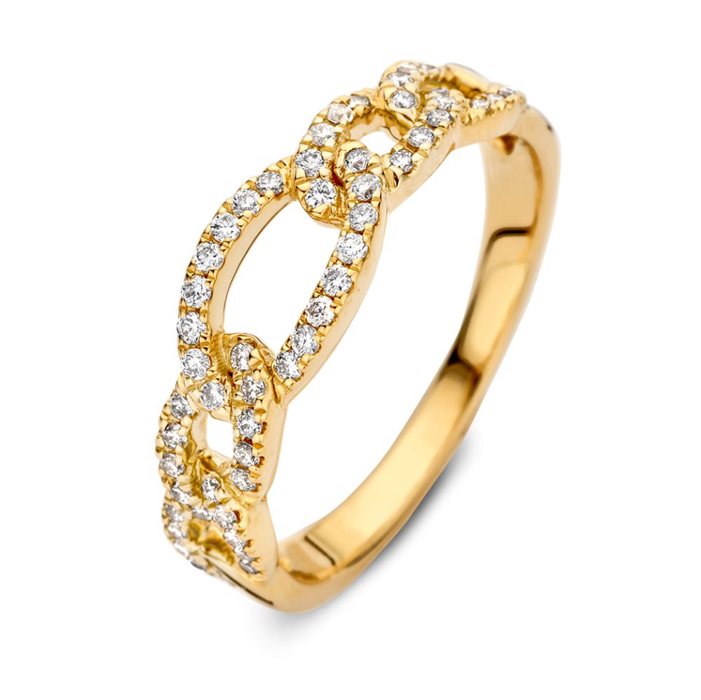 Anello in oro giallo elegante con diamanti scintillanti, 14 carati e 0,28 carati di diamante.