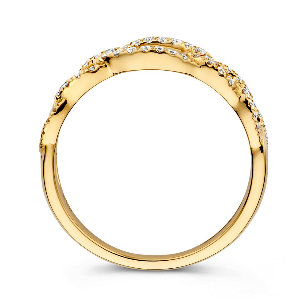 Elegante Anello a Catena in Oro Giallo con Diamanti Scintillanti – Oro 14 Carati e Diamante 0,28 Carati