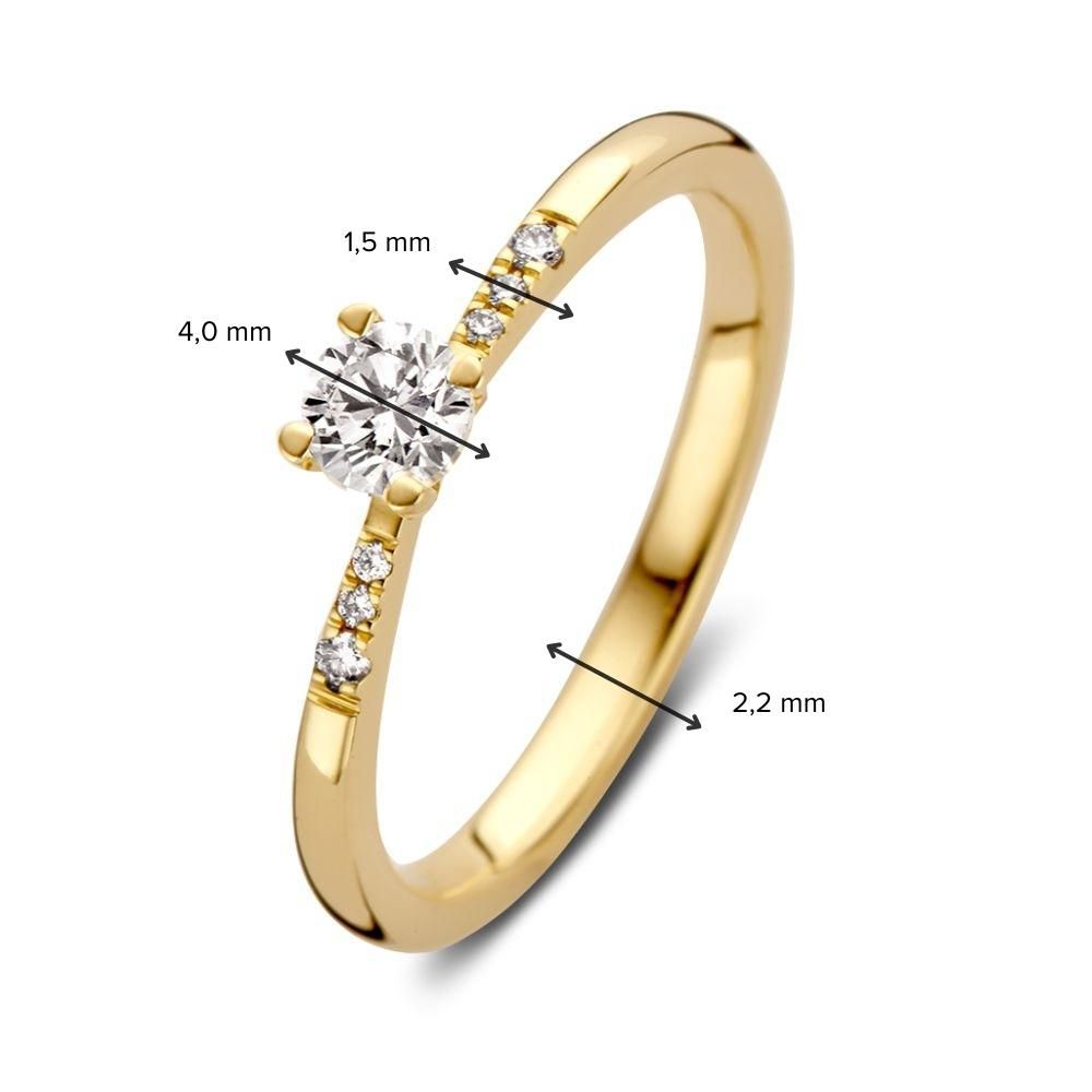 Elegante Anello Solitario in Oro Giallo con Diamante Brillante e Pietre Laterali – Oro 14 Carati