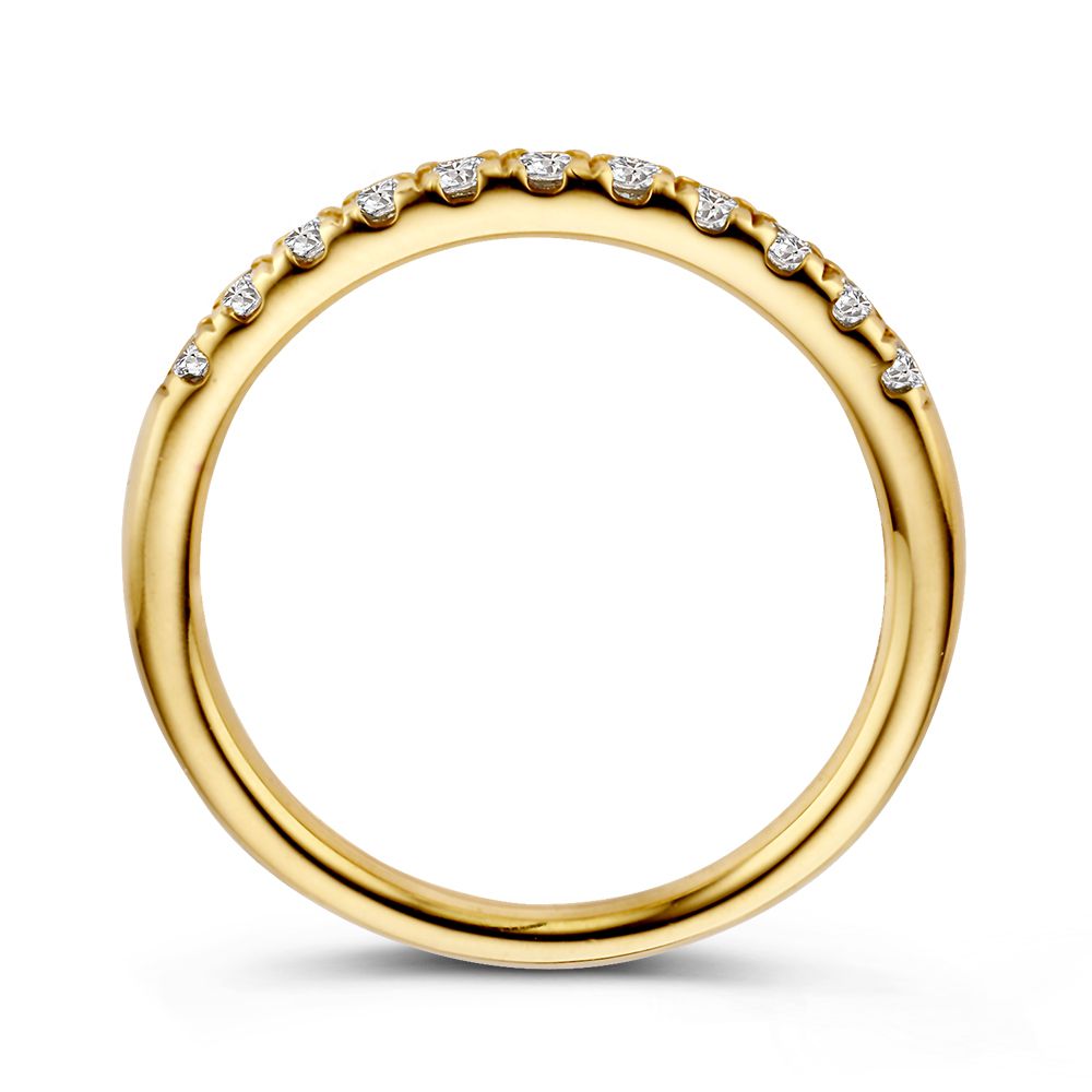 Elegante Anello a Fascia in Oro Giallo con 11 Diamanti – Oro 14 Carati