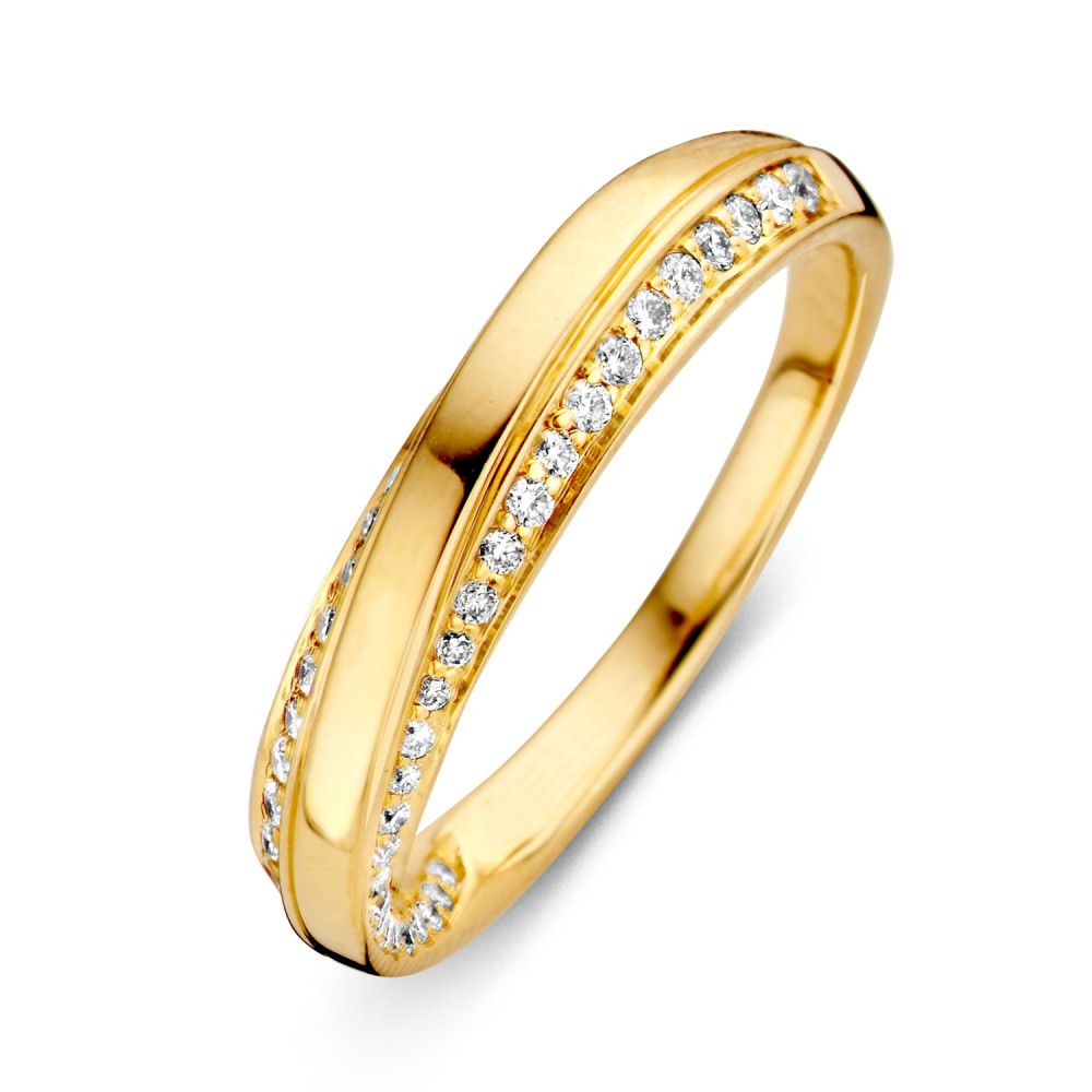 Anello in oro giallo elegante con diamanti, 14 carati, 0,32 ct di brillante.