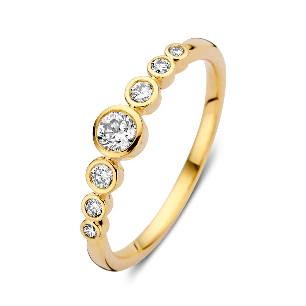 Anello in oro giallo 14k con diamanti da 0,32 ct in design 'bolle'.