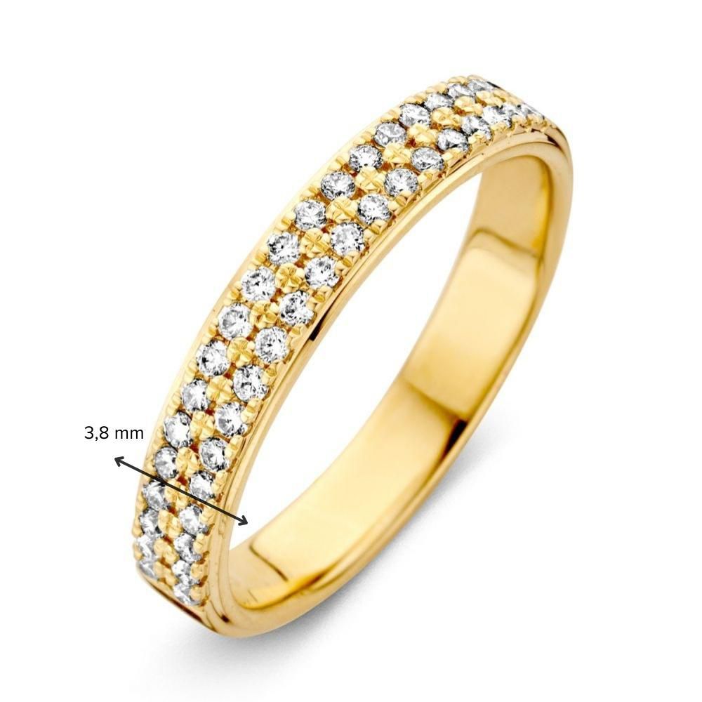 Anello da Donna in Oro Giallo con Brillante in Montatura Pavé – 14 Carati, Diamante da 0,33 Carati – Spedizione Gratuita