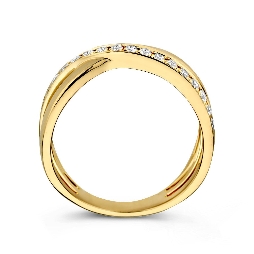 Anello Crossover in Oro Giallo con Diamante – Lusso 14 Carati per Donna