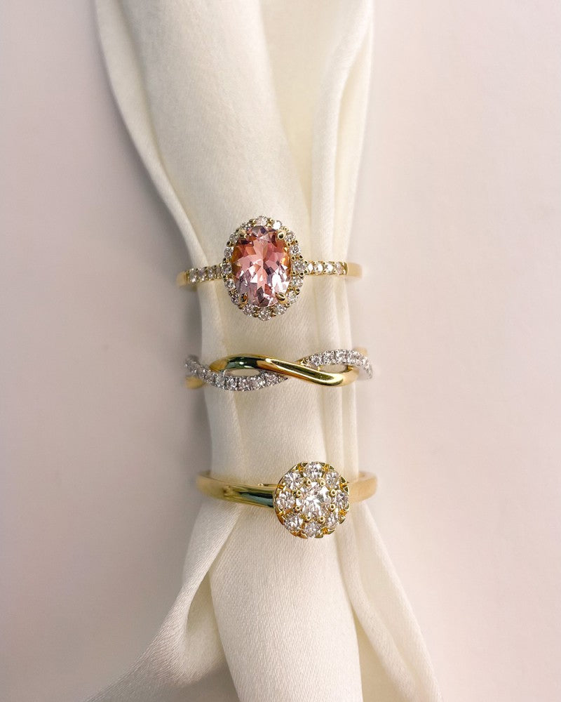 Elegante Anello in Oro Giallo con Diamante Halo – Oro 14 Carati, 0.40ct Diamante