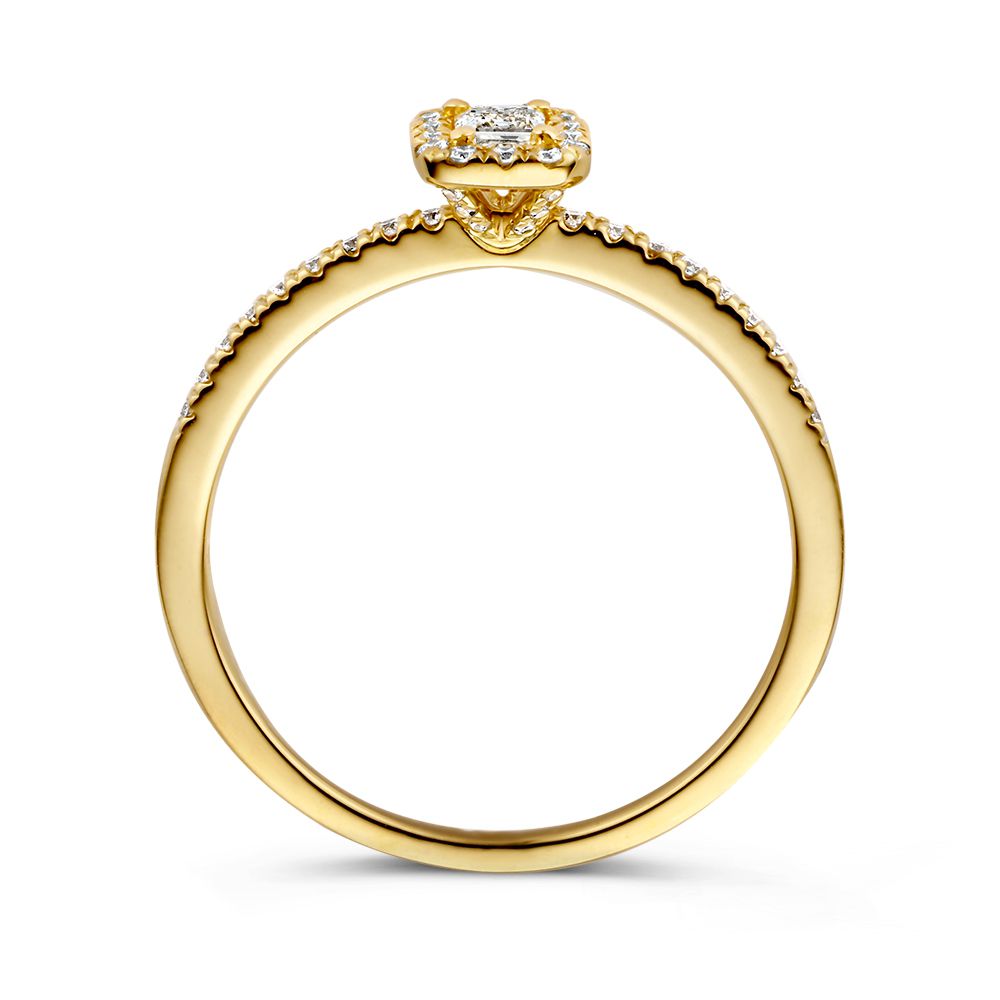 Anello Speciale in Oro Giallo con Diamante Centrale Taglio Smeraldo – Oro 14 Carati, Diamanti 0.42ct