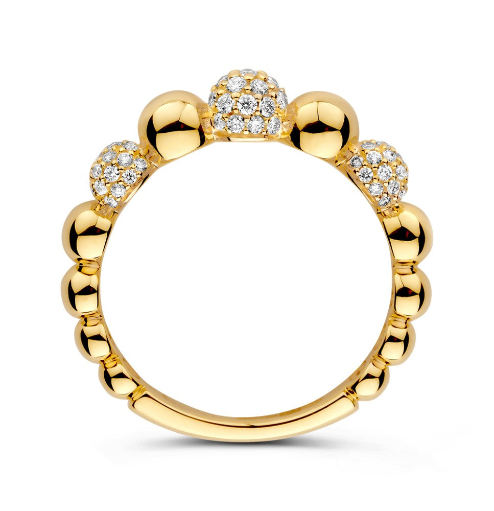 Elegante Anello in Oro Giallo con Diamanti – Oro 14 Carati, Diamanti 0.42ct