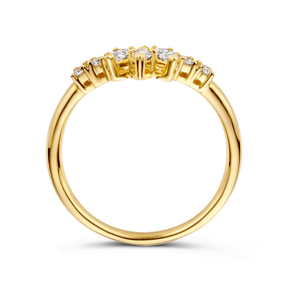 Splendido Anello da Donna in Oro Giallo con Diamanti e Pietre Taglio Marquise 0,47 crt.