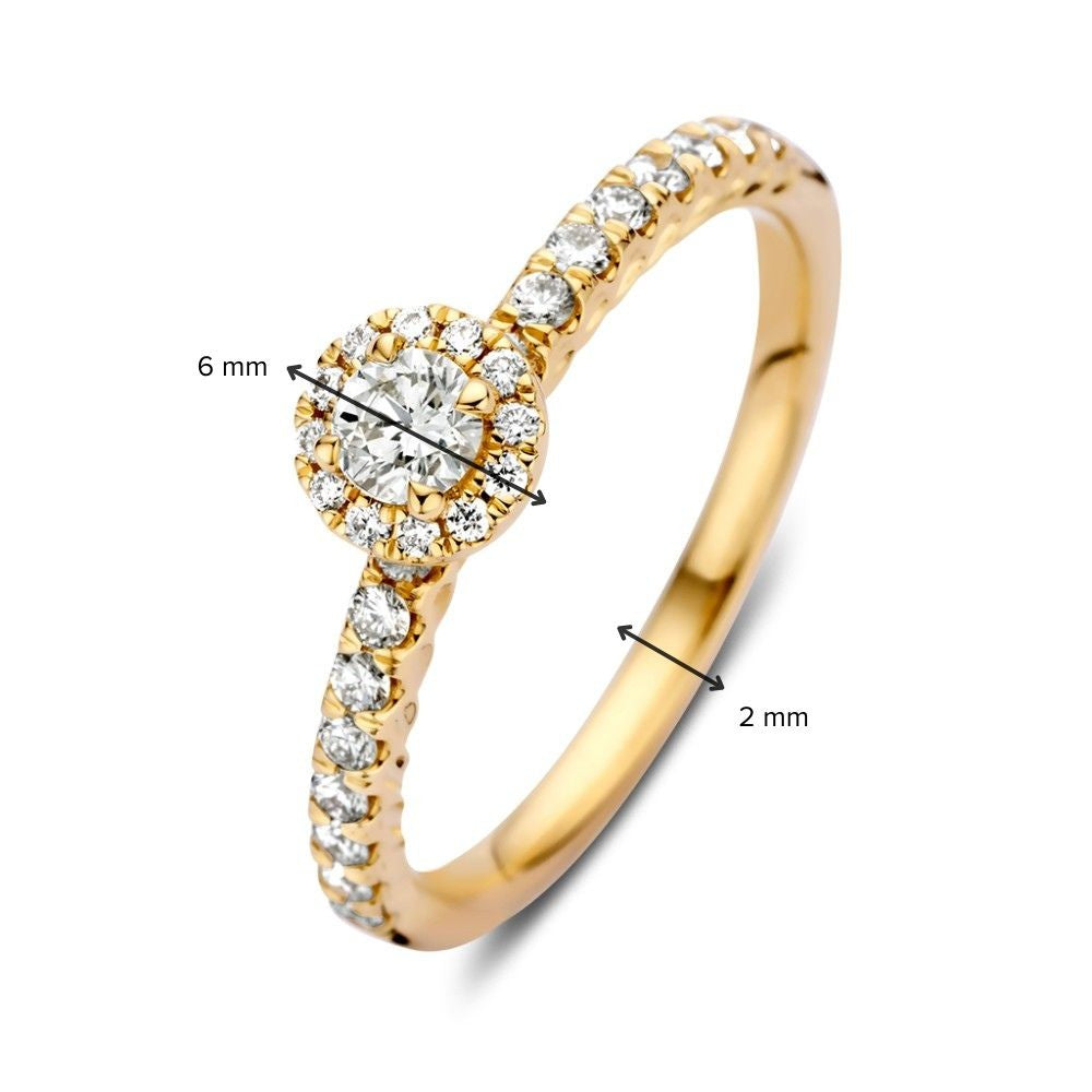 Splendido Anello in Oro Giallo con Diamante a Taglio Brillante in Castone Entourage – 14 Carati0.50 crt.