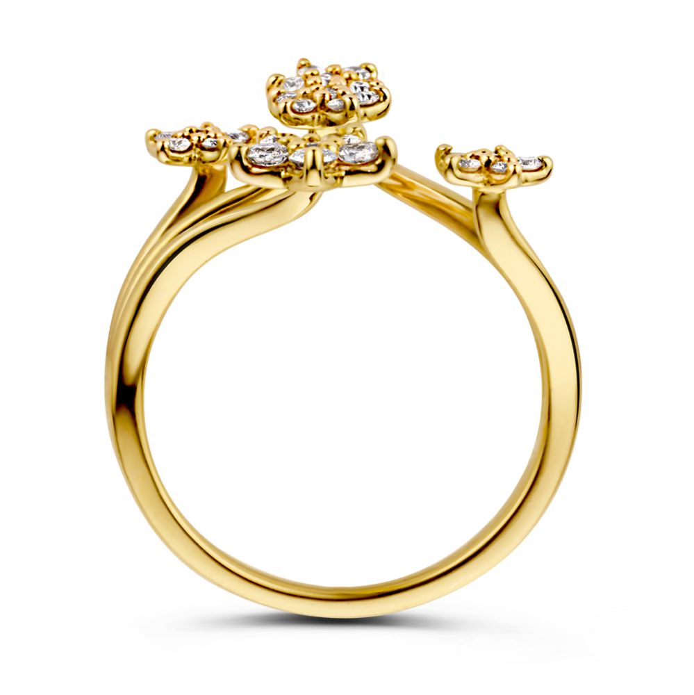 Splendido Anello in Oro Giallo con Stelle di Diamanti – 14 Carati 0.51 crt.