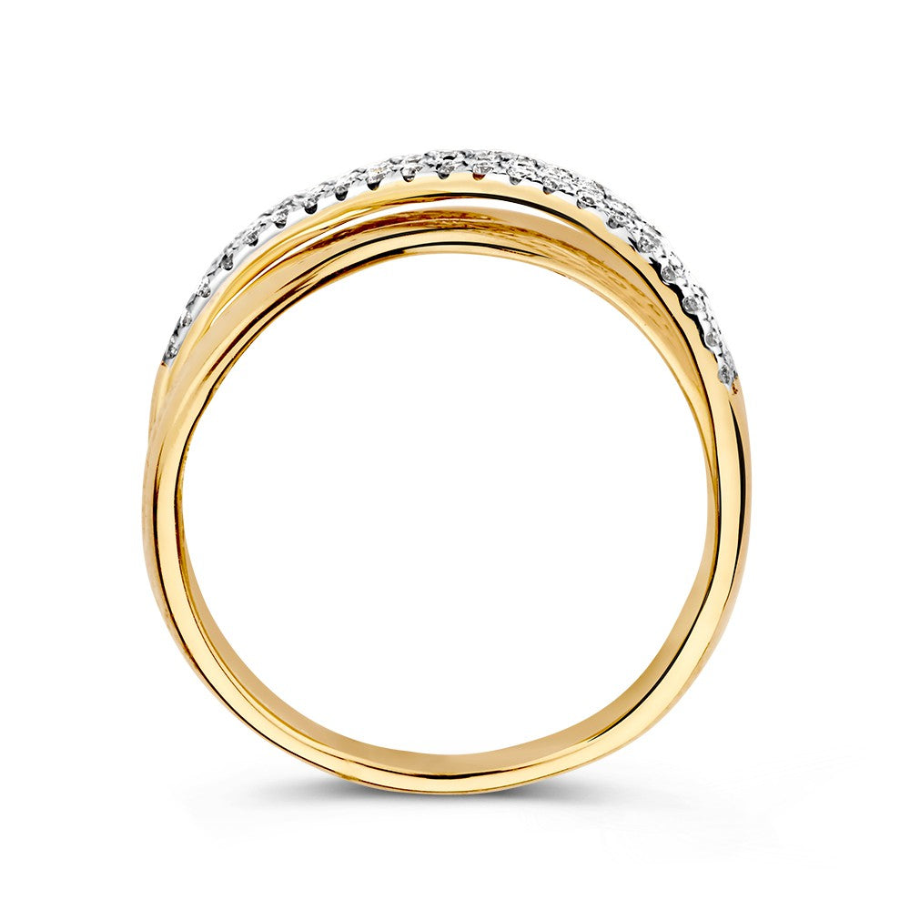 Speciale Anello Crossover in Oro Giallo con Diamanti – 14 Carati