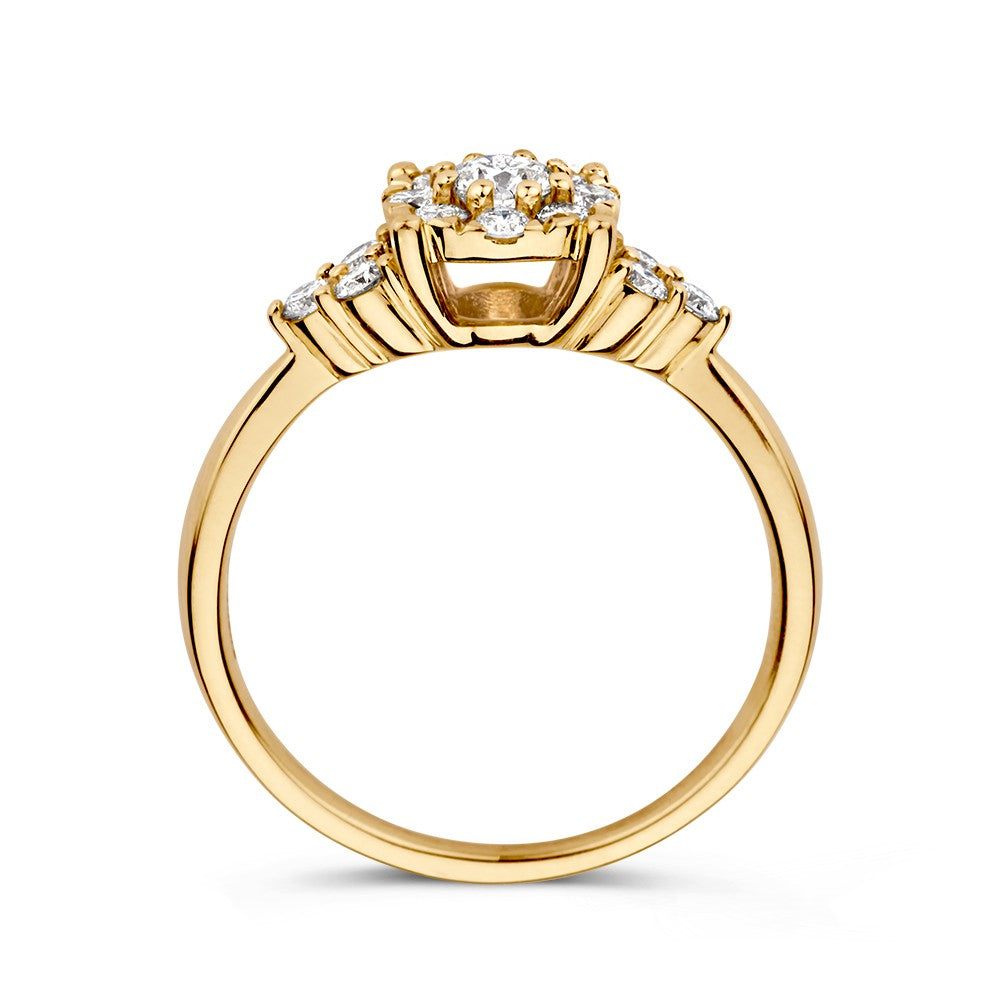 Splendido Anello Entourage in Oro Giallo con Brillante – 14 Carati 0.56 crt.