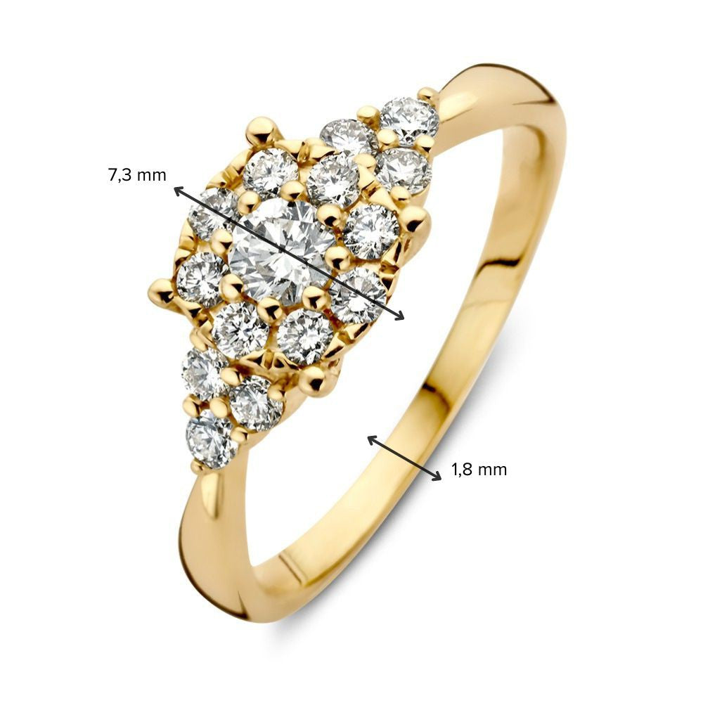 Splendido Anello Entourage in Oro Giallo con Brillante – 14 Carati 0.56 crt.