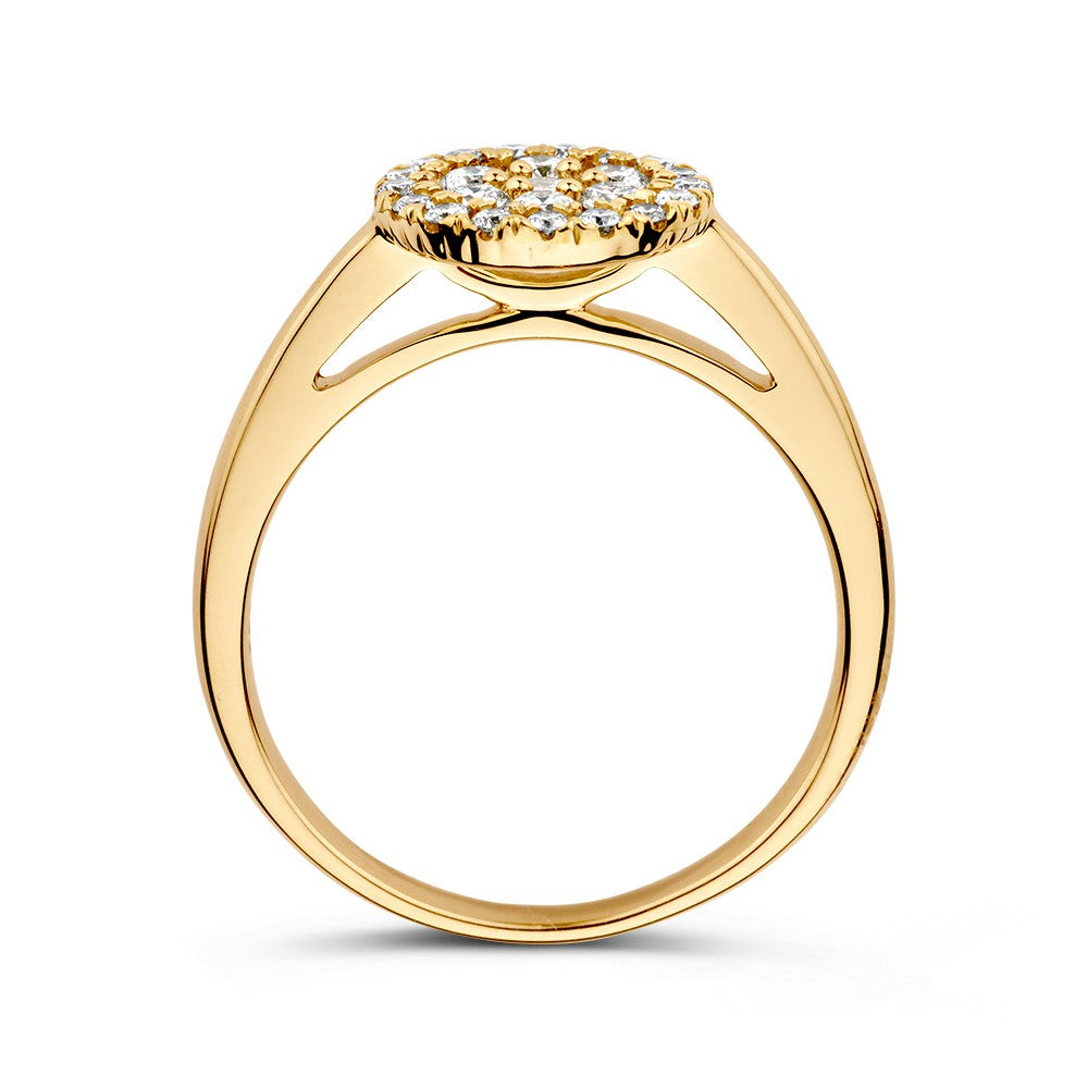 Vistoso Anello Entourage in Oro Giallo con Diamanti a Doppio Halo – 14 Carati 0,60 ct.
