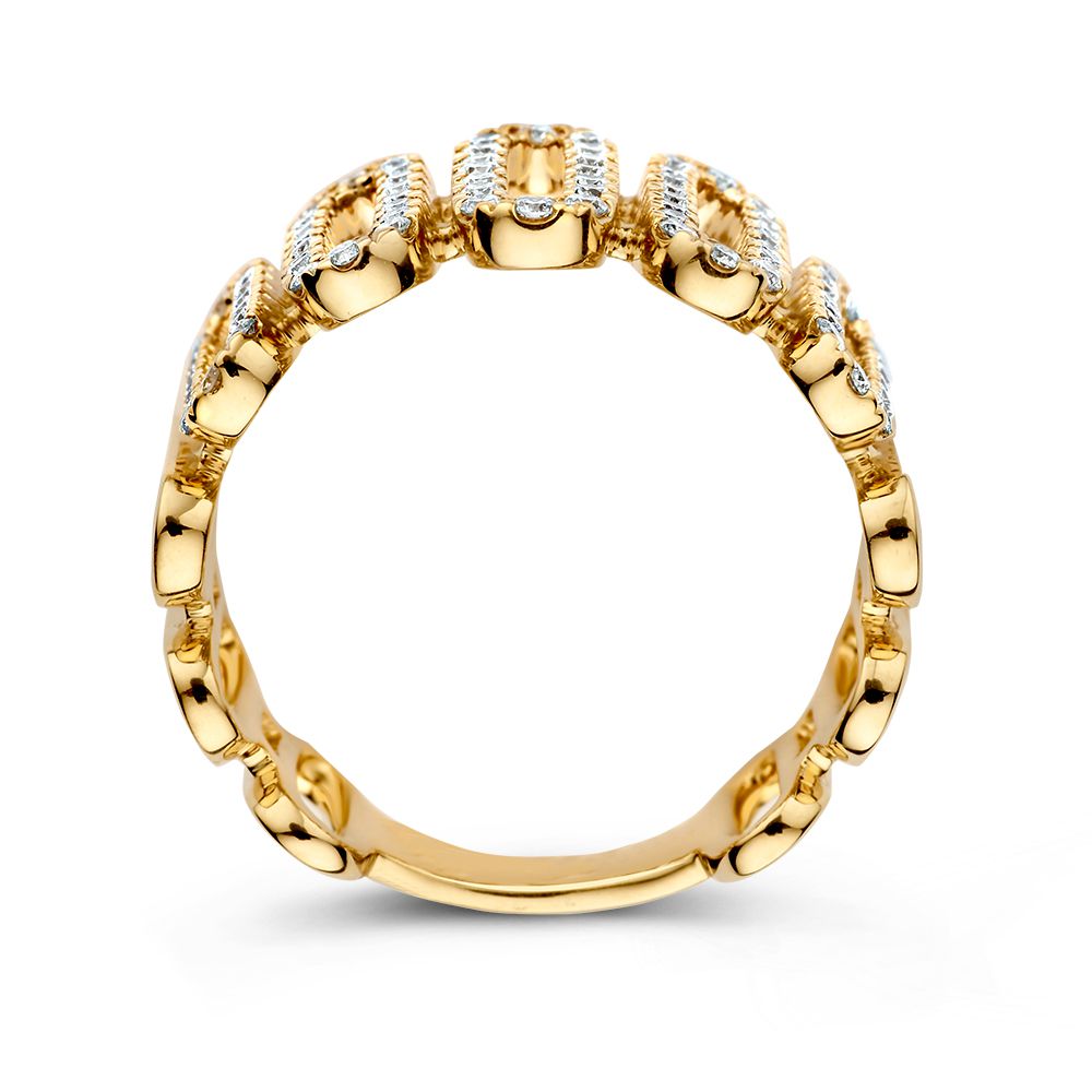 Anello Unico in Oro Giallo con Maglie Ovali e Diamanti Scintillanti – 14 Carati 0.62 crt.