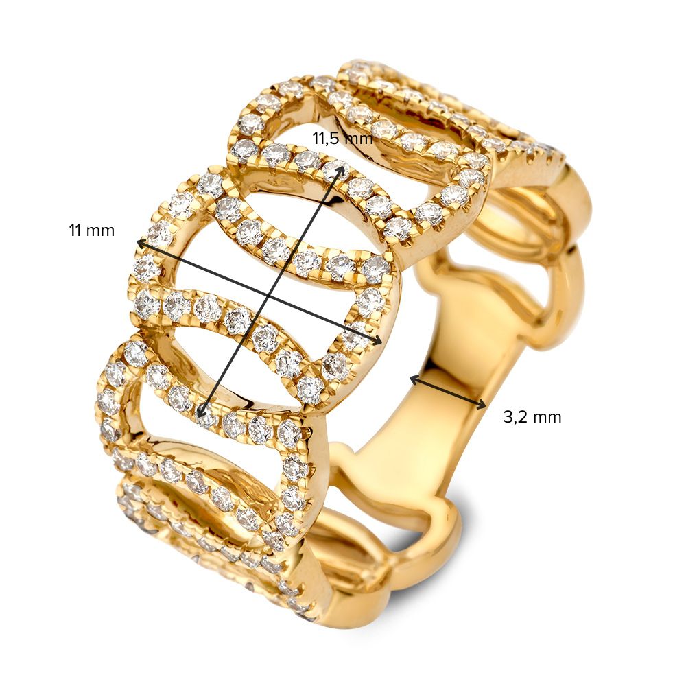 Anello Statement Unico in Oro Giallo con Diamanti Scintillanti – 14 Carati 0.65 crt.