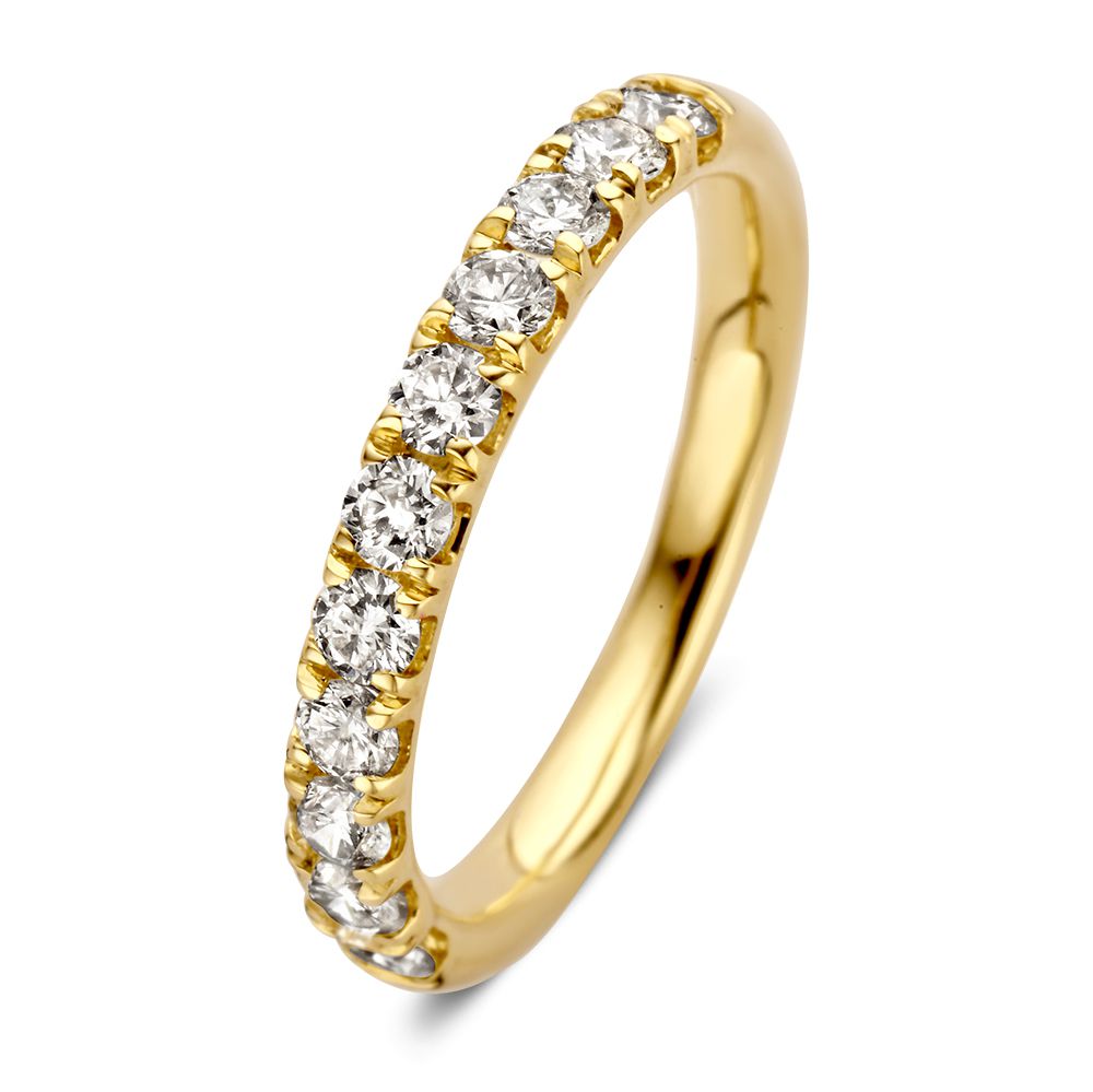 Anello in oro giallo elegante con 11 diamanti taglio brillante da 0,74 crt.